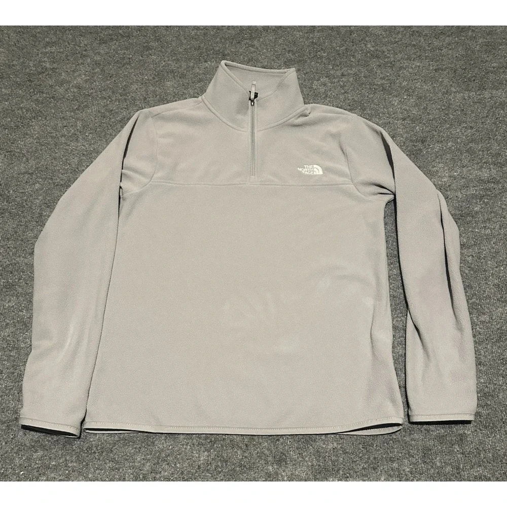 The North Face Men's Small Grey Mock Neck 1/4 Zip Fleece Pullover Sweater EUC